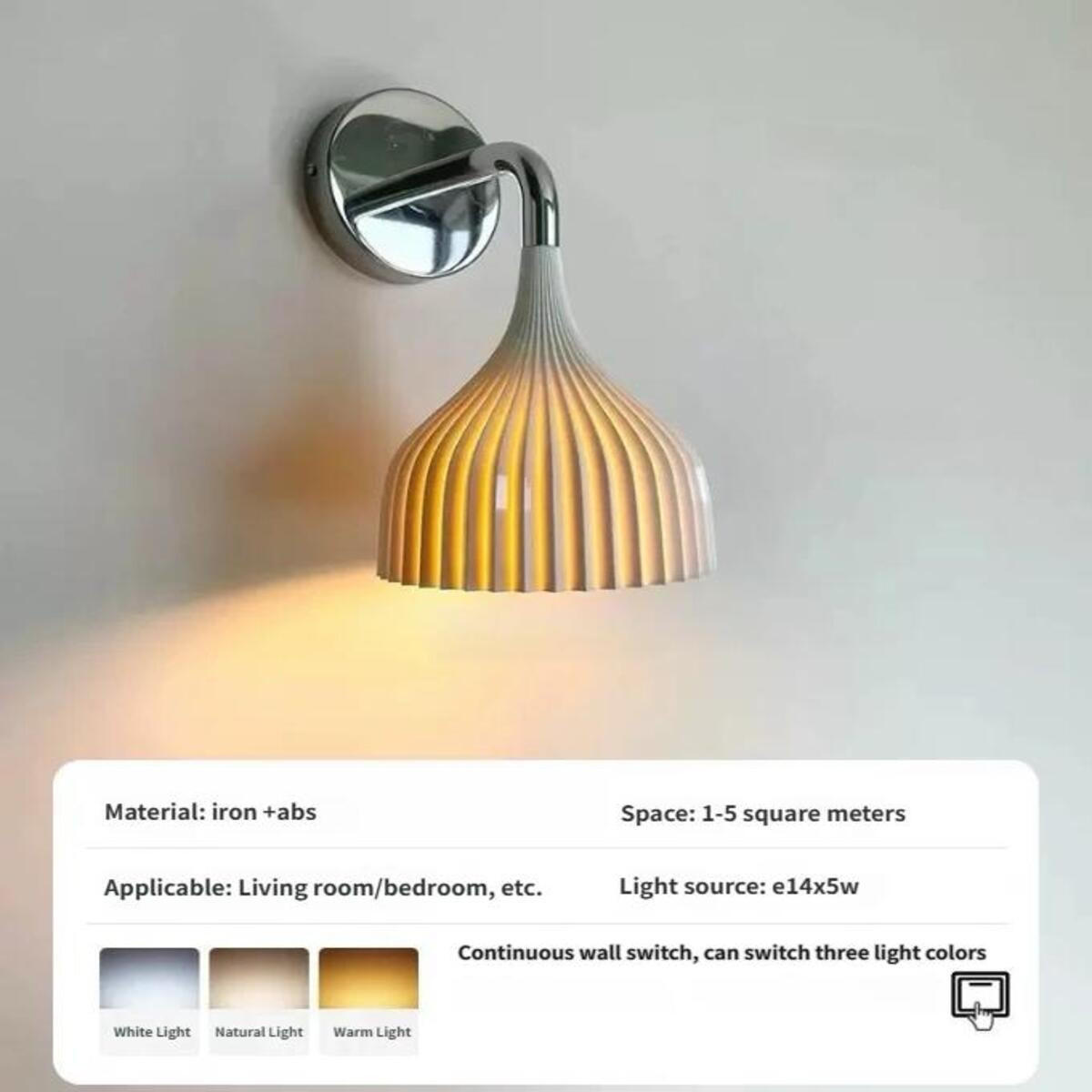WANDSTRAHLER Dreifarbiges Licht 13.5/13.5/24 cm - Weiß, Metall (13.5/24/13.5cm) - Authentics