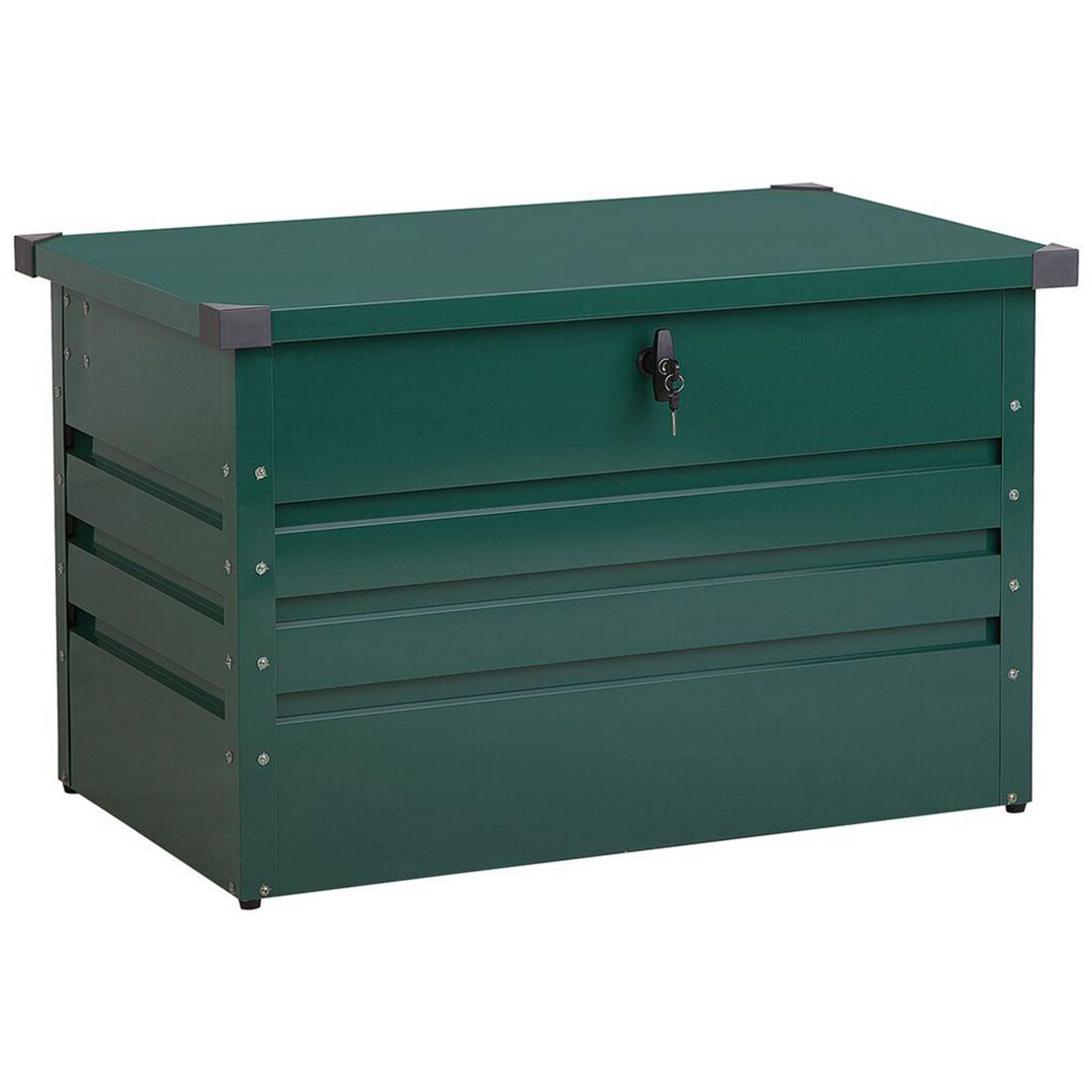 AUFLAGENBOX Stahl dunkelgrün 100/62 cm Cebrosa - Grün, Metall (100/64/62cm) - Beliani