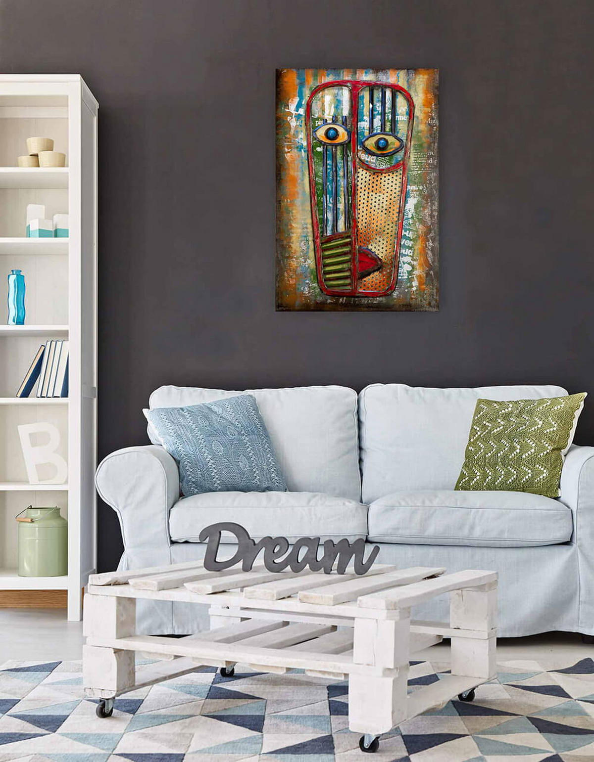 METALLBILD Bunt 60/90 cm - Multicolor, Metall (3.47/90cm) - KUNSTLOFT