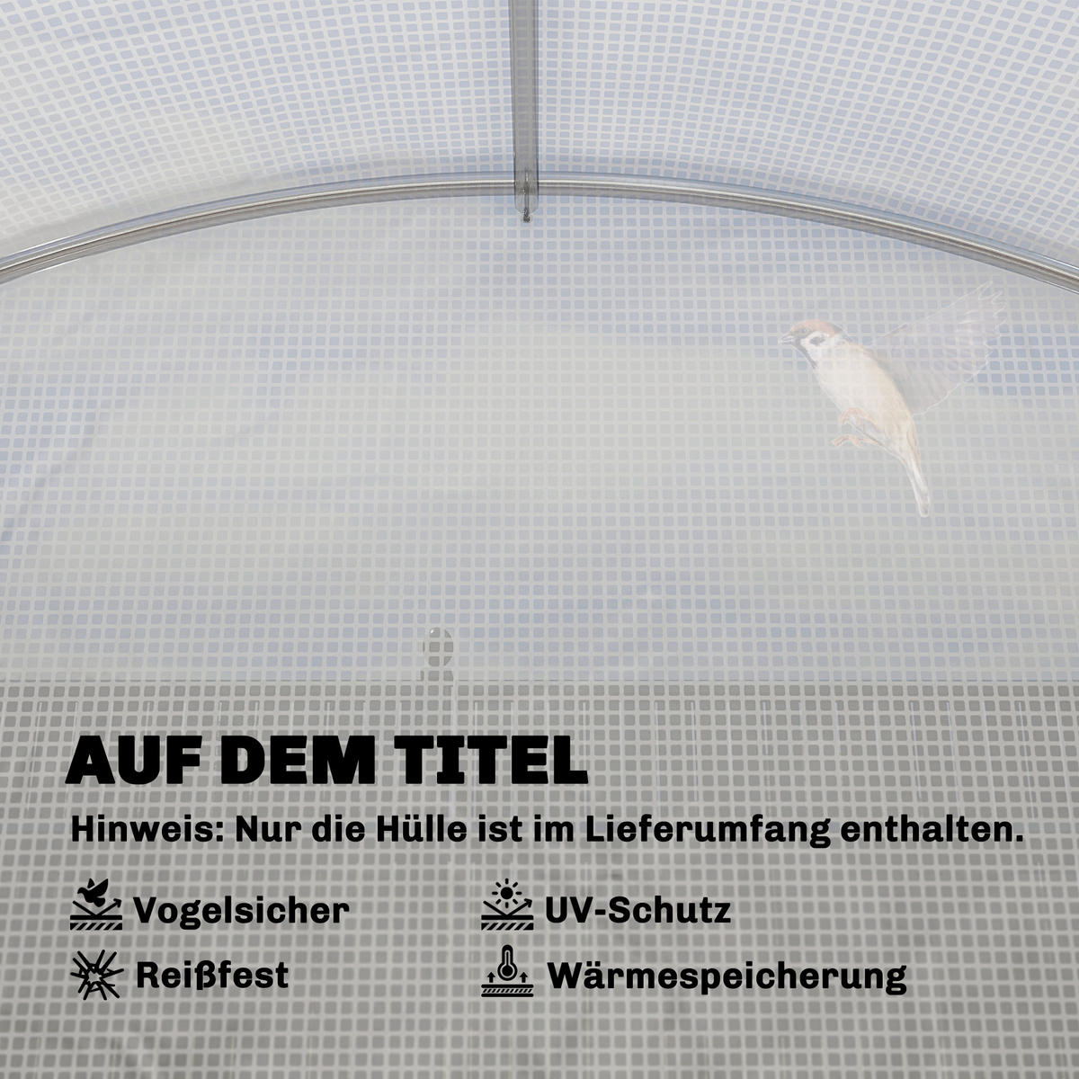 GEWÄCHSHAUSFOLIE DE-05797 mit Rolltür und 6 Fenstern 3 × 3 × 2 m Weiß - Weiß, Kunststoff (300/200/300cm) - ComfortXL