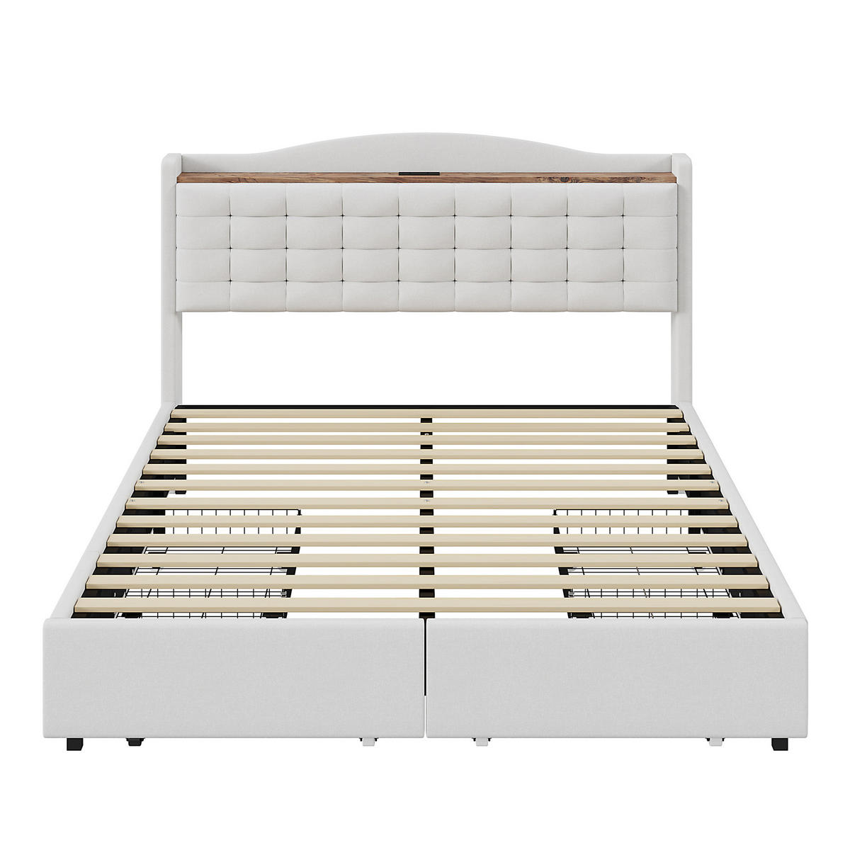 BETT beige 200/166/110 cm - Beige, Textil/Metall (160/200cm) - Urban Meuble