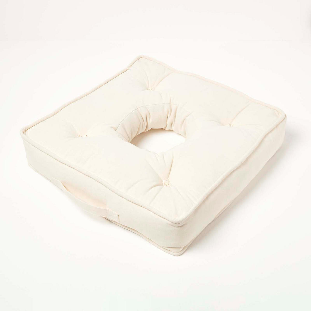 SITZKISSEN mit Aussparung creme 50/50/10 cm – Entlastungskissen, Baumwolle - Creme, Textil (50/50/10cm) - Homescapes