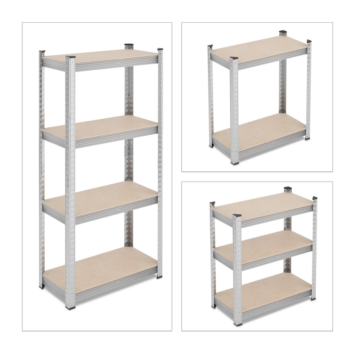 SCHWERLASTREGAL - Silberfarben, Holzwerkstoff/Kunststoff (60/138/30cm) - Relaxdays