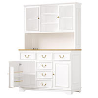 HIGHBOARD in Weiß Küchenschrank mit LED-Lichtleiste und Schubladen für Küche und Wohnzimmer, B118/T39.5/H180 cm - Weiß, Glas/Holzwerkstoff (118/180/39.5cm) - STILVORA