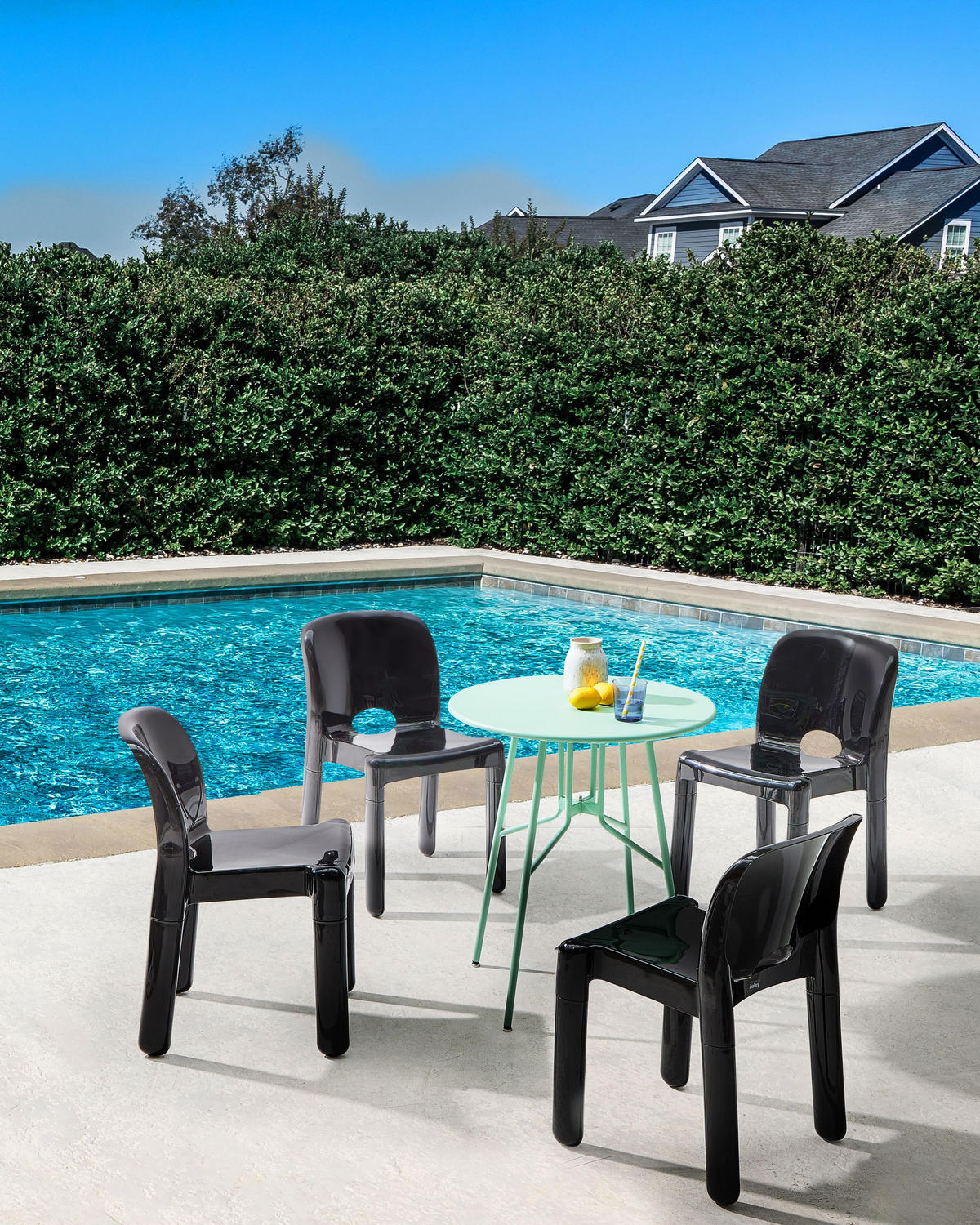 GARTENSTUHL 4er-Set Schwarz Betim - Schwarz, Kunststoff (43/76/49cm) - Beliani