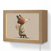 NÁSTĚNNÁ LAMPA Liška - Žluté květy - Minimalistický 20x15 cm - šedohnědá, kompozitní dřevo (20/15/8cm) - OnlyWow