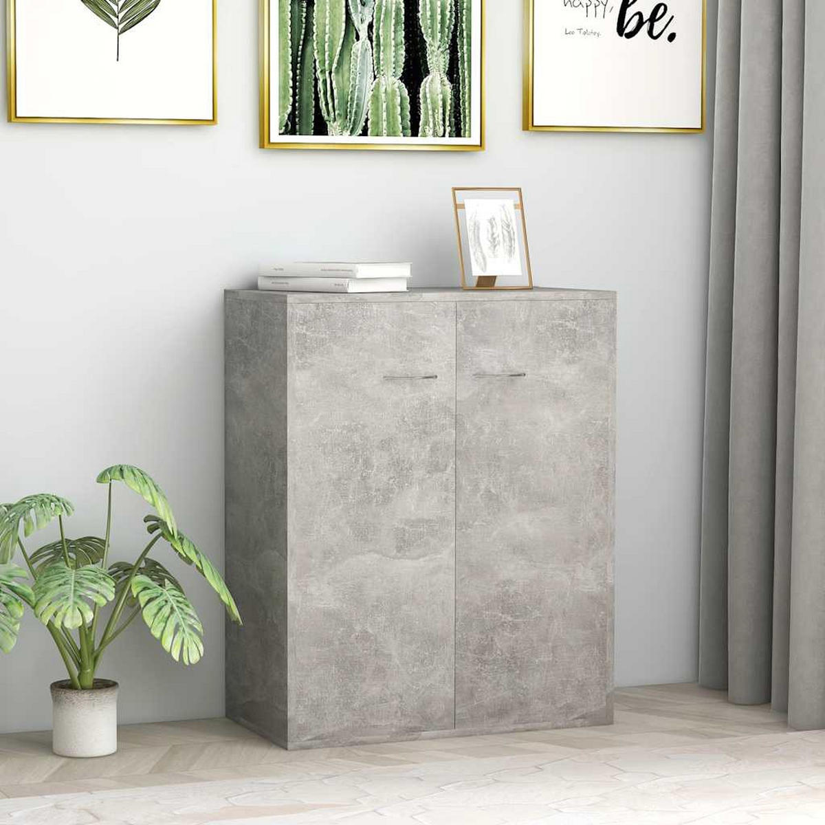 SIDEBOARD mit 2 Türen 60/30/75 cm aus Holzwerkstoff Betongrau - Hellgrau/Grau, Holz/Metall (60/75/30cm) - vidaXL