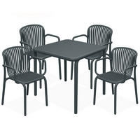 GARTEN ESSGRUPPE FICCARI, Gartenmöbel-Set 5-tlg, Anthrazit - Anthrazit, Kunststoff - KONSIMO®