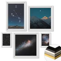 WANDBILDER 5er-Set - 50x50 cm & 20x30 cm & 40x60 cm Weißer Rahmen - Kosmische Landschaften von Galaxien - Weiß, Kunststoff (40/60cm) - ArtPrintCave