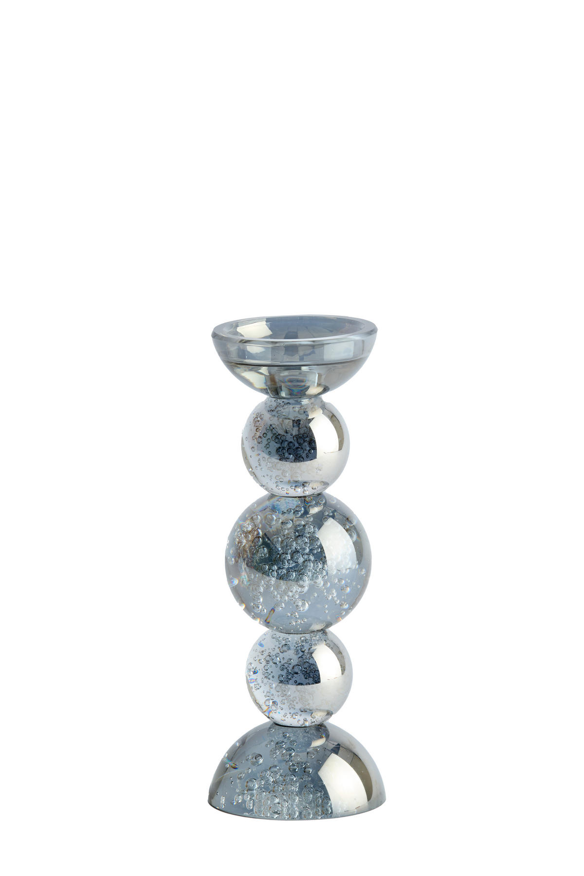 KERZENHALTER Itinga Grau 10/10/26.5 cm - Grau, Glas (10/26.5/10cm) - Light & Living