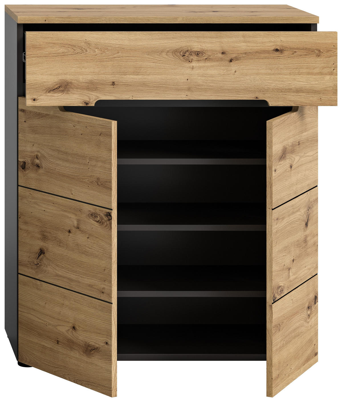 SCHUHKOMMODE Canu Garderobe in Basalt grau Nachbildung und Artisan Nachbildung B/H/T: 80x94x37 cm - Grau, Holzwerkstoff (80/94/37cm)