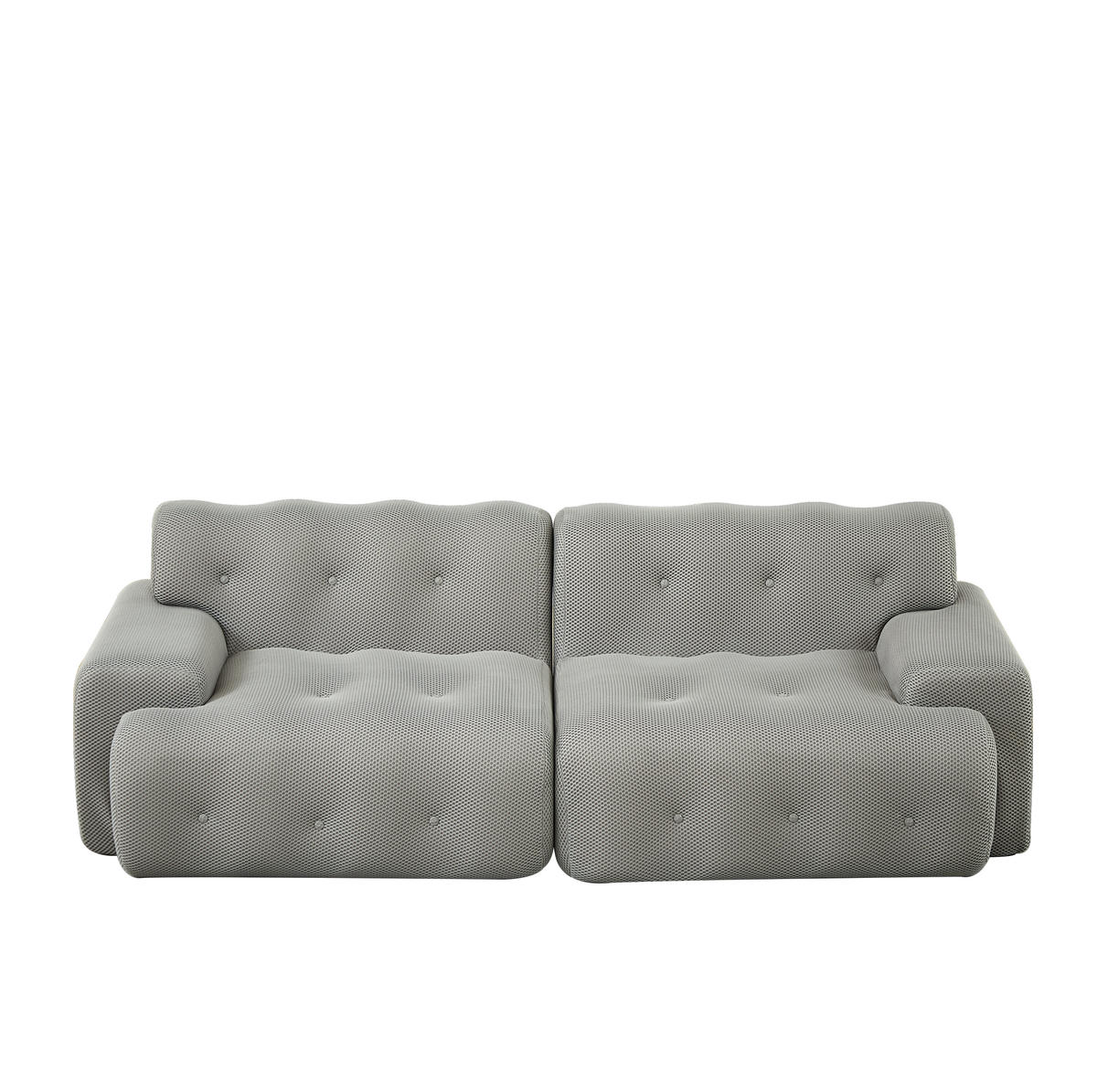SOFA 2-Sitzer 224 x 104 x 66 cm Stoff Grau - Hellgrau, Holzwerkstoff (104/66/224cm) - Meubliv