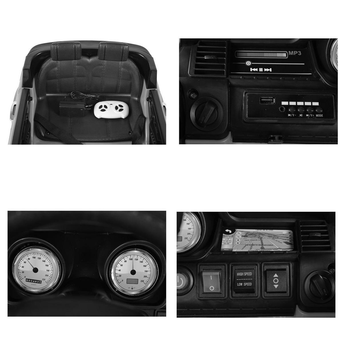 ELEKTROAUTO Squad JC002 schwarz Musikfunktion 2 Motoren Gurt Sirenenleuchten - Schwarz, Kunststoff (110/52/68cm) - Moni