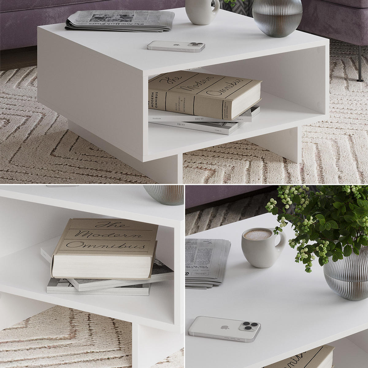 COUCHTISCH Luka Weiß 60 x 60 cm - Weiß, Holzwerkstoff (60/60/32.3cm) - Vicco