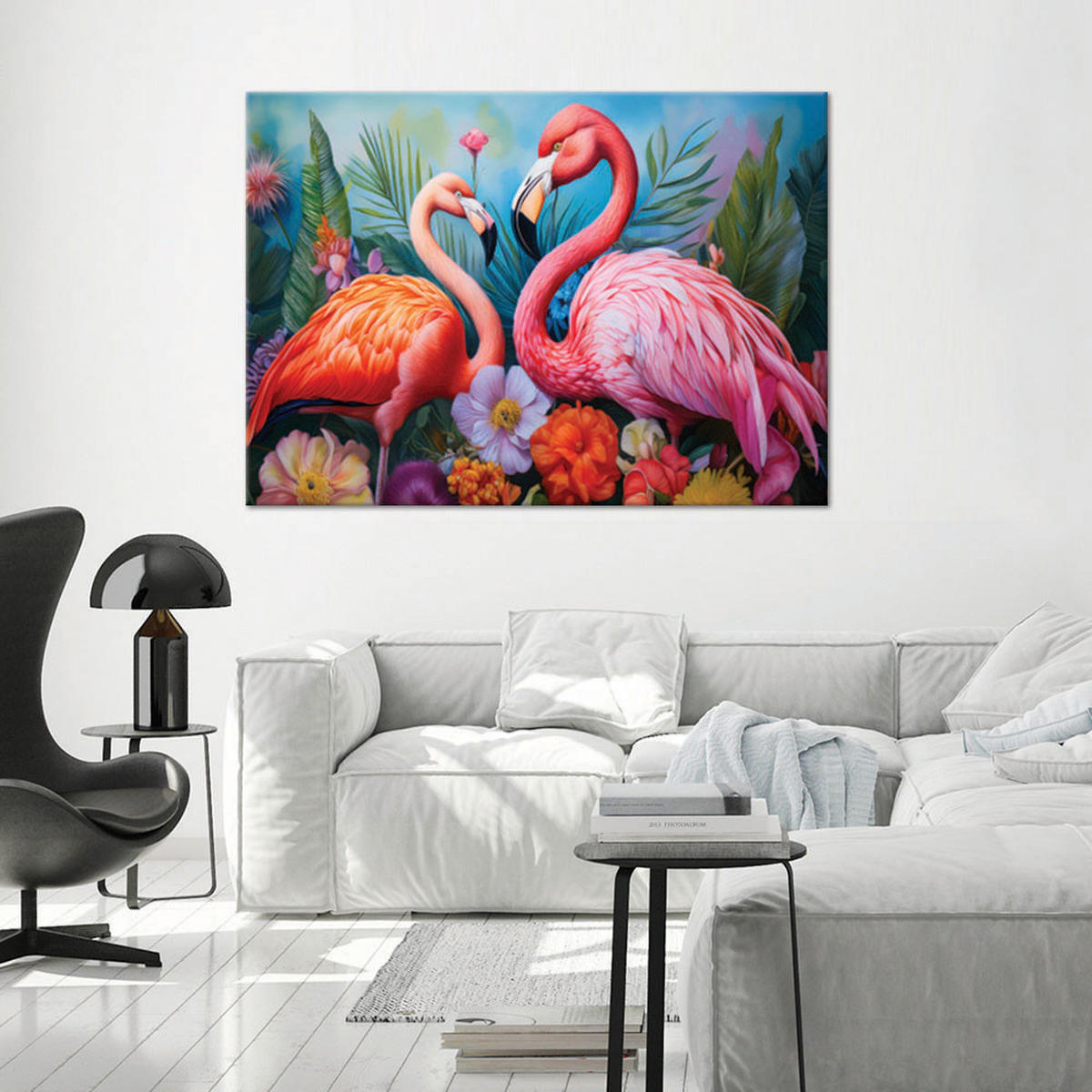 WANDBILD flamingos vögel exotische tiere - Pink, Textil (60/40cm) - Feeby