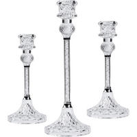 KERZENSTÄNDER Set 3-teilig Kristall Weiß - Transparent, Glas (11.9/27.9/23.4cm)