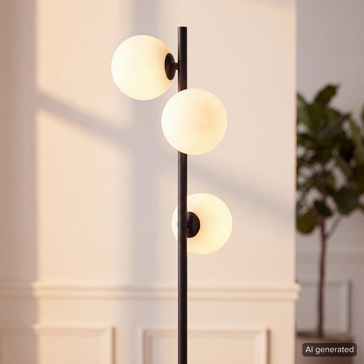 STEHLEUCHTE - Metall - Schwarz, Glas/Metall (28/28/153cm) - home24