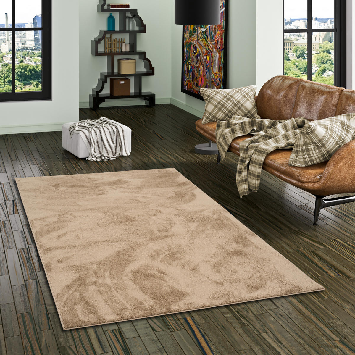 LUXUS SUPER SOFT HOCHFLOR LANGFLOR TEPPICH DELUXE - Taupe, Textil (80/160cm) - Snapstyle