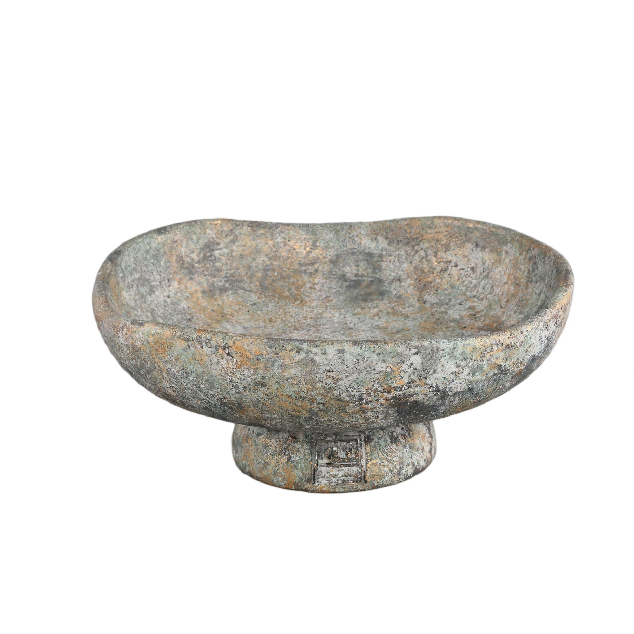 SCHALE Rokas Grau 30/30/13cm - Grau, Stein (13cm) - PTMD Collection