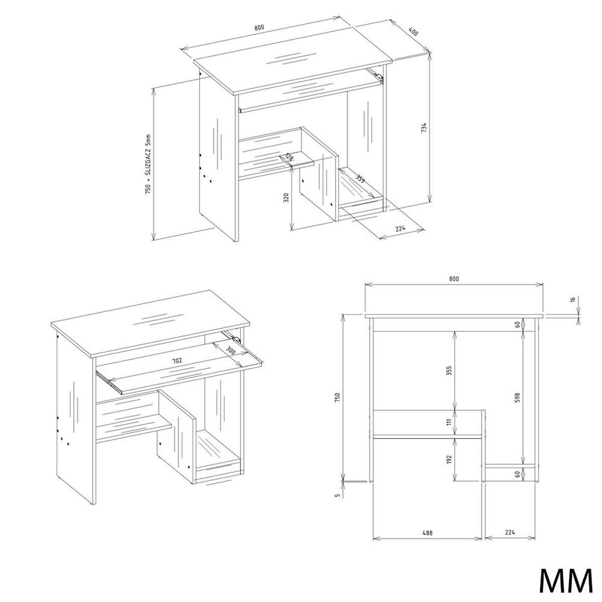 SCHREIBTISCH Weiß 80/75/40 - Weiß, Holzwerkstoff (40/80/75cm) - RAUMHIRSCH FURNITURE