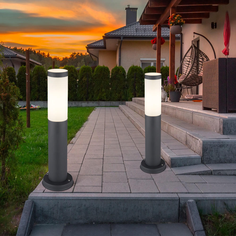 LED AUSSENLEUCHTE Edelstahl Anthrazit 2er Set - Anthrazit, Metall (7.6/7.6/45cm)