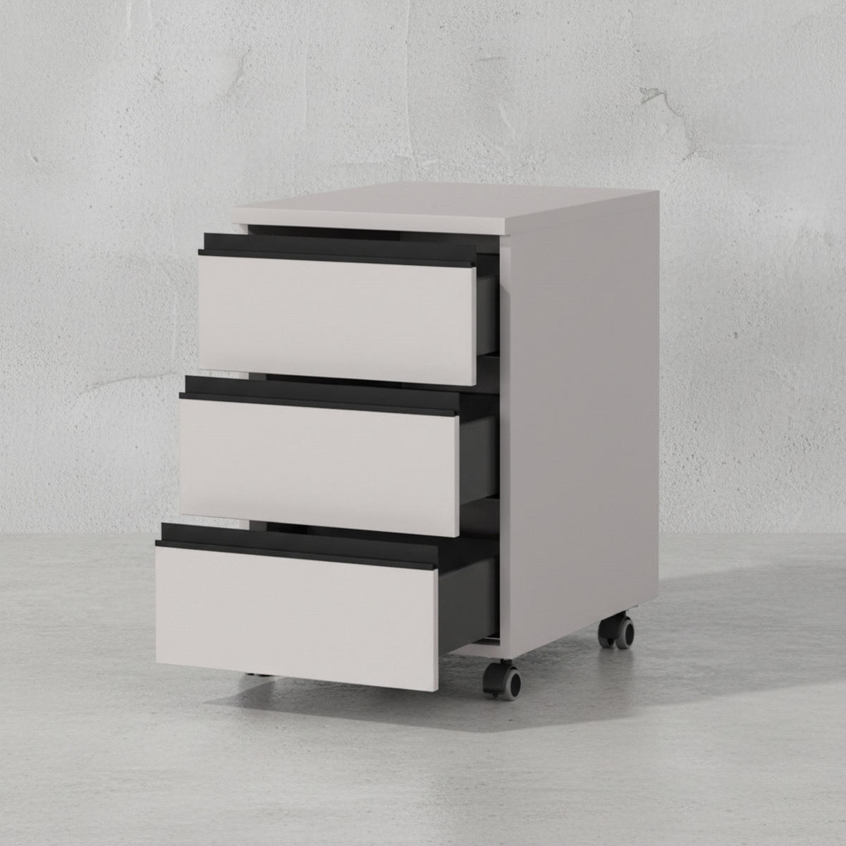 ROLLCONTAINER "Stuttgart" Soft-Close 3 Schubladen | Greige - Beige, Holzwerkstoff (40/63/50cm) - KADIMA DESIGN