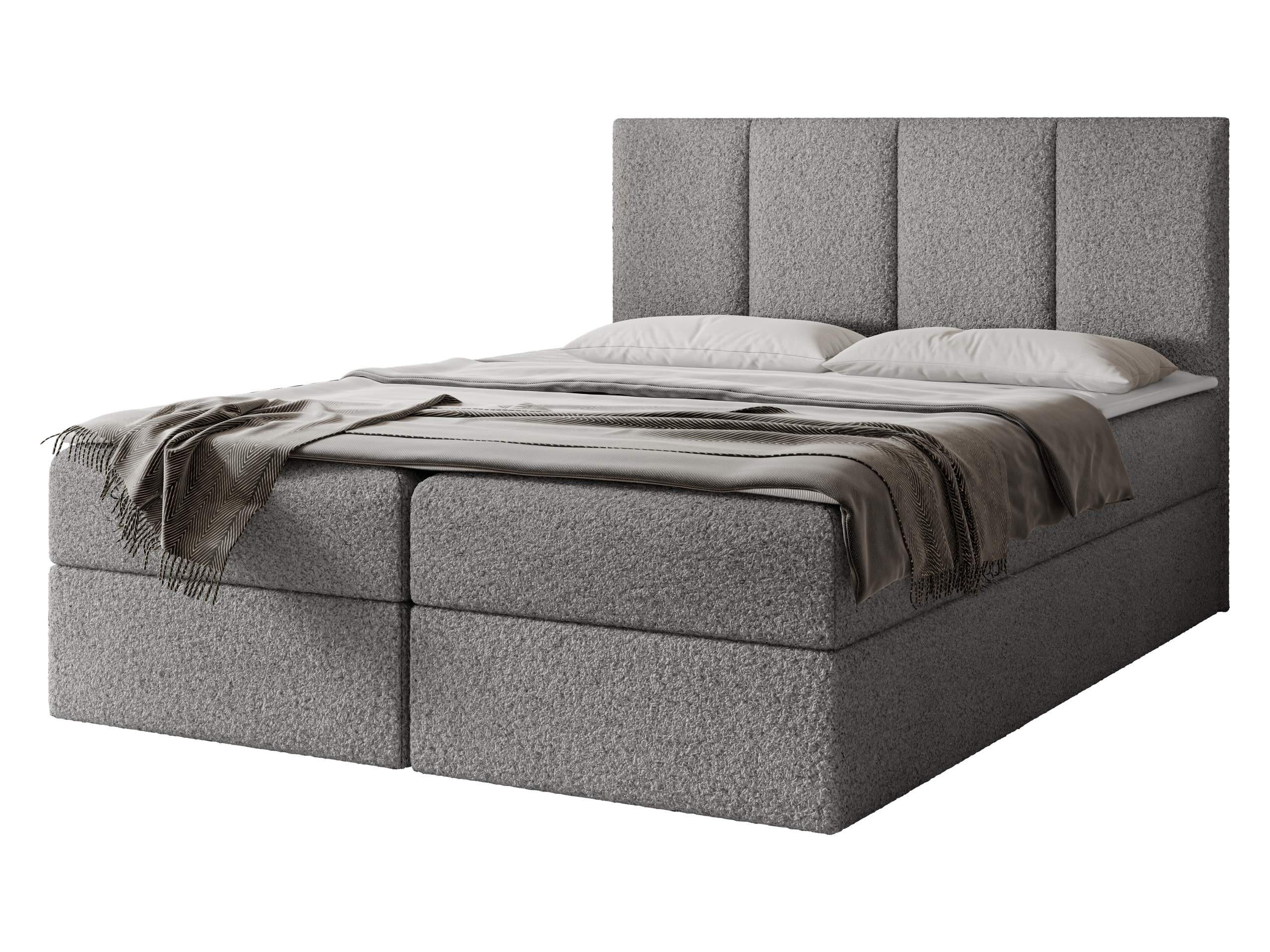 BOXBETT Rebos Boucle - H3 - Grau, Holz/Textil (180/200cm) - MIRJAN24