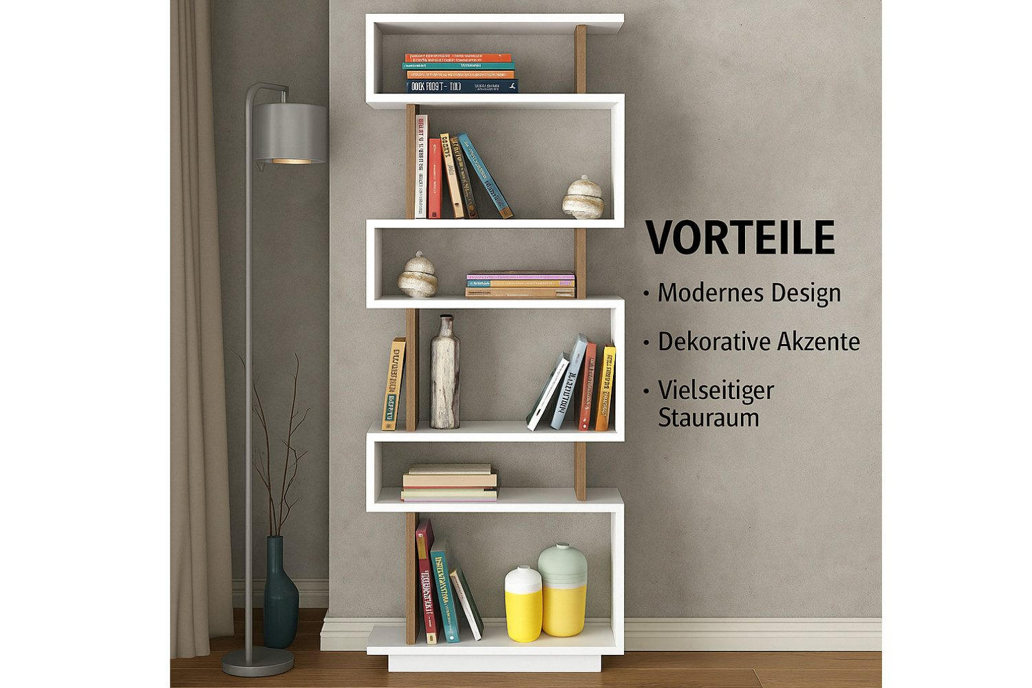 BÜCHERREGAL : 60 x 160 x 20 cm Weiß Aufbewahrungsregal - Weiß, Holzwerkstoff (60/160/20cm) - Ibonto