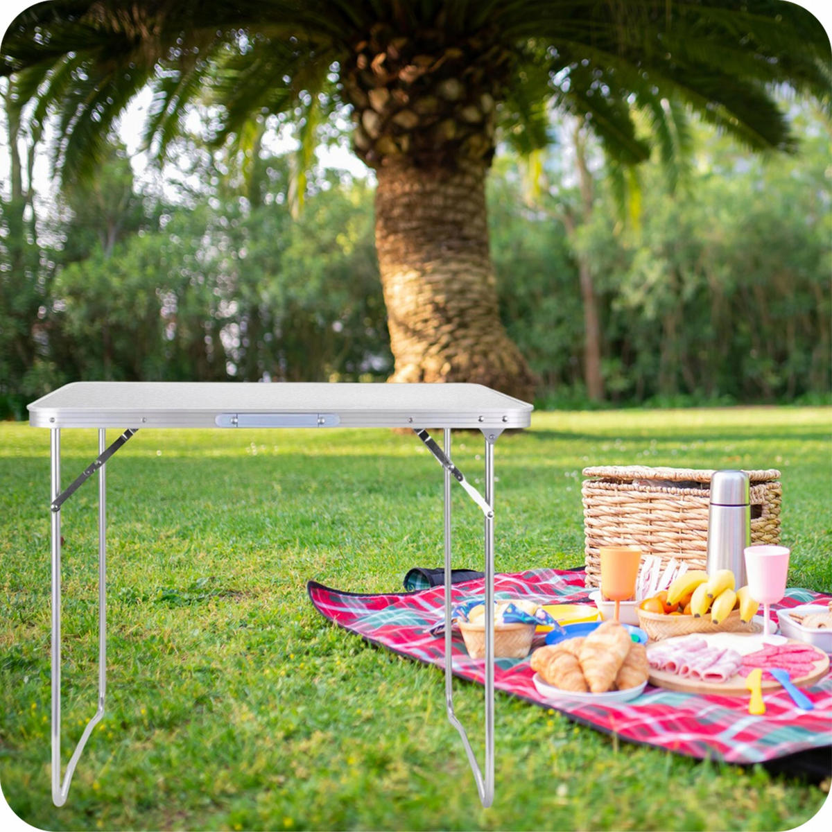 CAMPINGTISCH KLAPPBAR Gartentisch Ausziehbar - Silberfarben, Metall (50/70/60cm) - KRUMAD