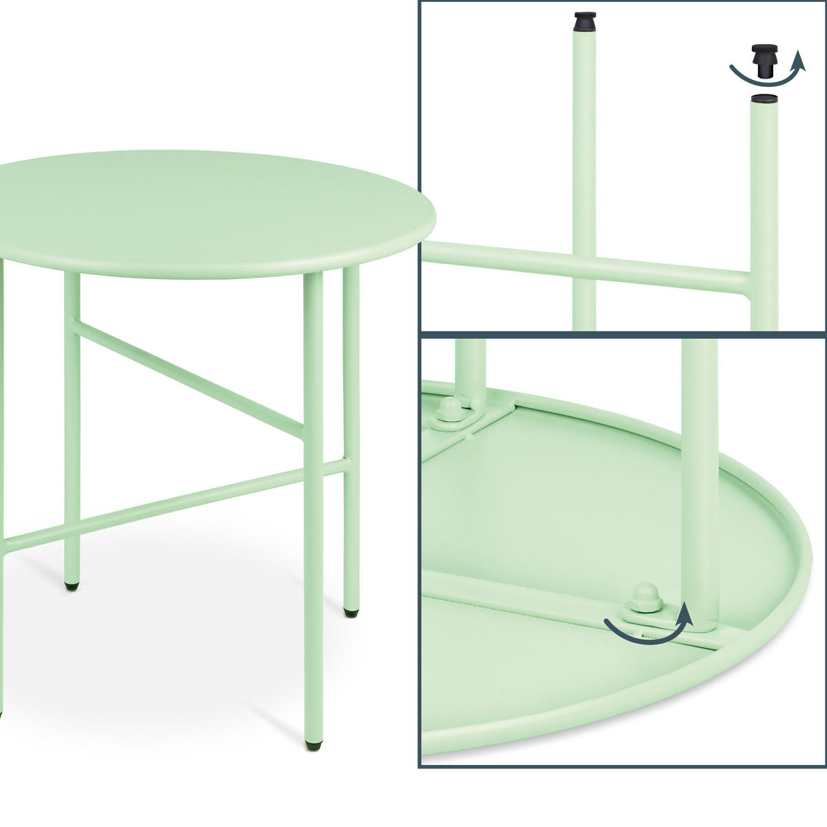 BEISTELLTISCH Finn Ø 44/46 cm Mintgrün - Mintgrün, Metall (44/44/46cm) - BoMoe