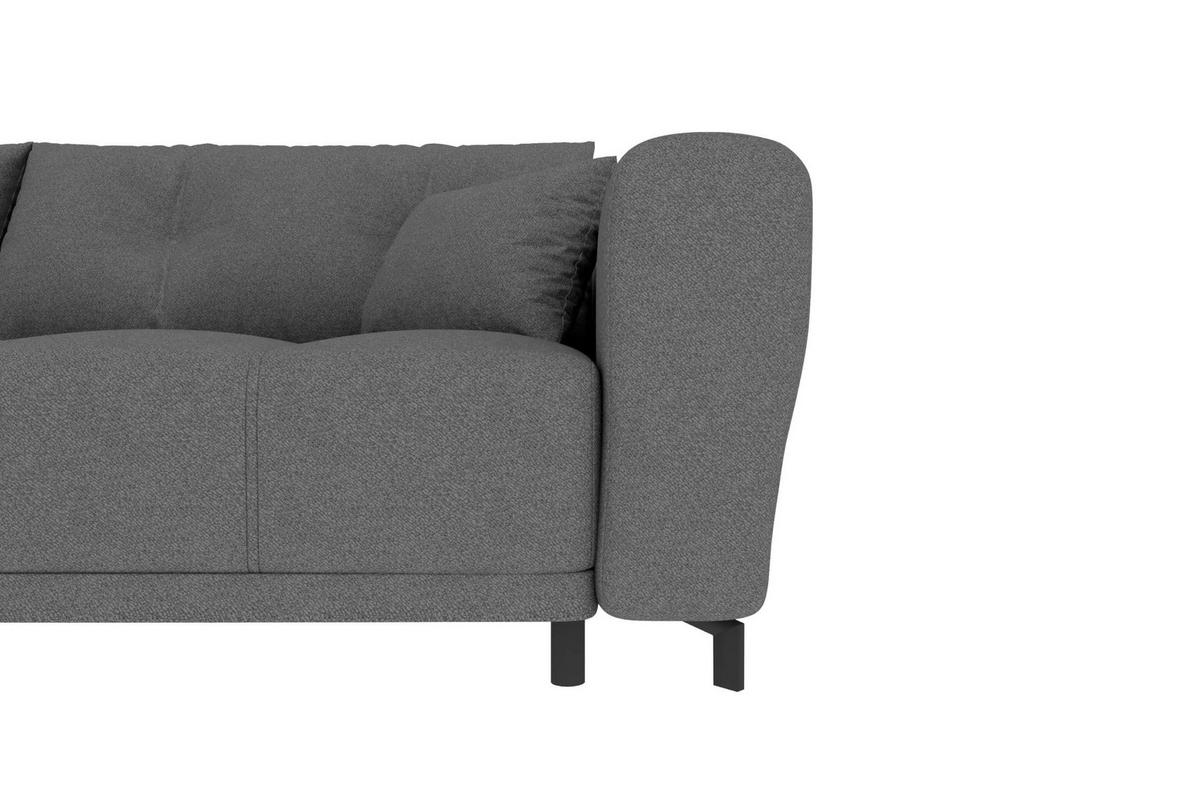 ECKSOFA Massimo Strukturstoff Anthrazit inkl. Schlaffunktion Links - Anthrazit/Schwarz, Textil/Metall (246/177cm) - 99rooms