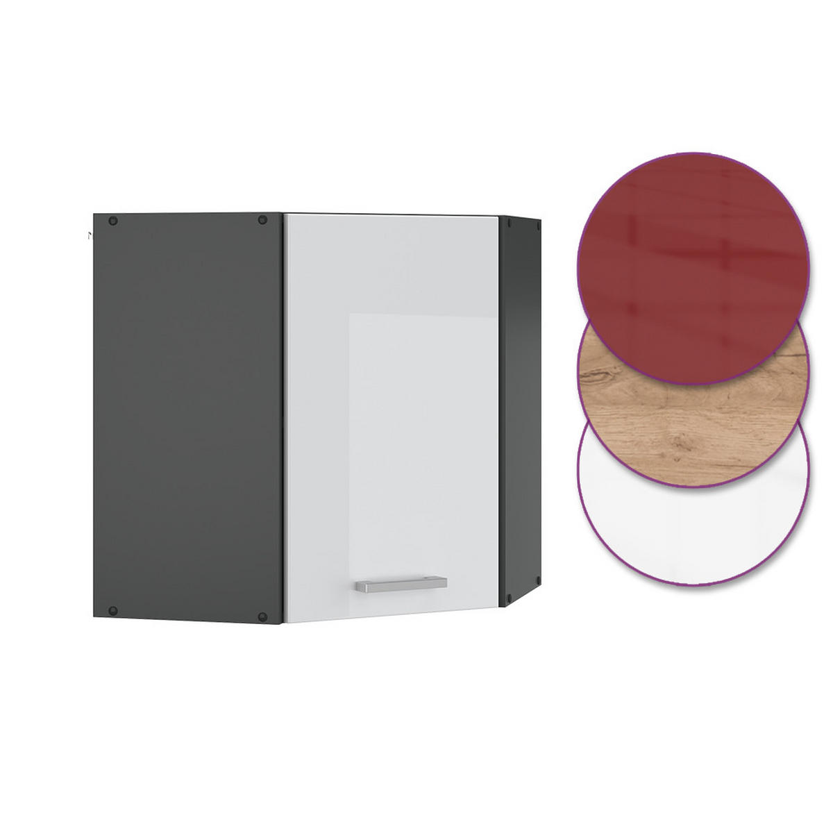 ECKHÄNGESCHRANK R-Line Weiß Hochglanz 57 cm - Weiß Hochglanz/Anthrazit, Holzwerkstoff (57/60/34.1cm) - Vicco
