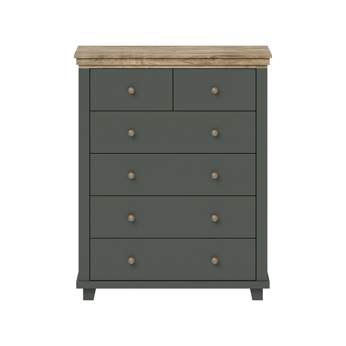 KOMMODE Martin Grün und Holz - Grün, Holzwerkstoff (90/112.5/42cm) - Petits-meubles