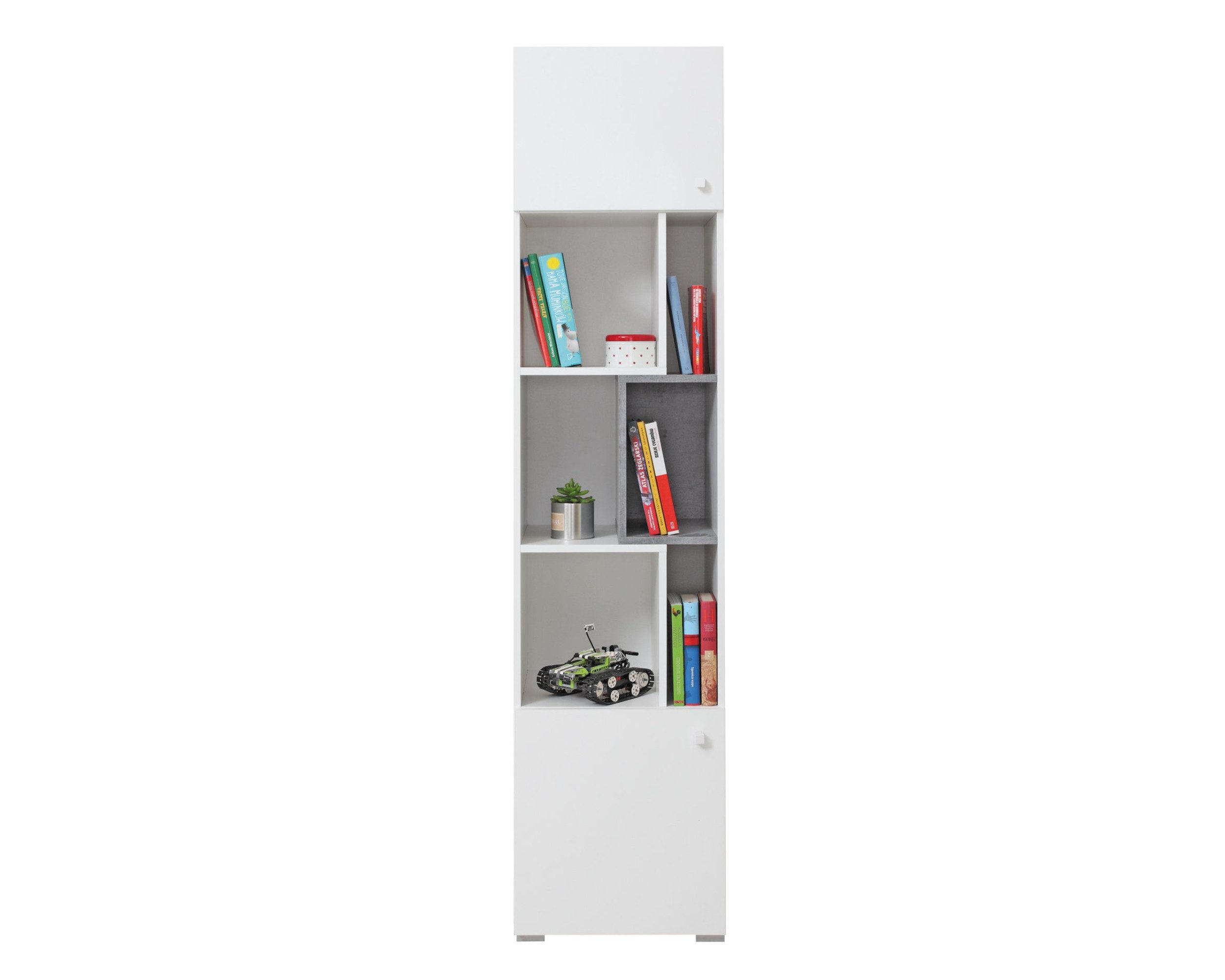 Deine Möbel 24 Kinderregal Weiß, Grau 45x190x40 cm