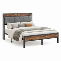 BETT mit LED und Stauraum 120x200 cm MDF/Metall Antique Brown - Braun, Metall (120/200cm) - Meubliv