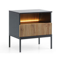 NACHTSCHRANK Graphit, Wotan Eichefarben 54 cm Deo - Eiche Wotan/Schwarz, Naturmaterialien/Metall (54/56/39cm) - Graingold