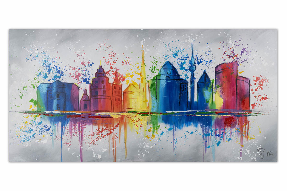 ACRYLBILD HANDGEMALT 120/60 cm - Multicolor/Grau, Holz/Textil (2/60cm) - KUNSTLOFT