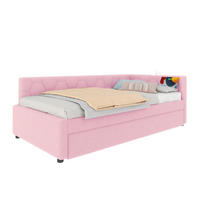 POLSTERBETT 90/200 mit Ausziehbett, Nachttischlampe, USB und Typ-C in Rosa - Rosa, Holzwerkstoff/Textil (90/200cm) - EVRYAE
