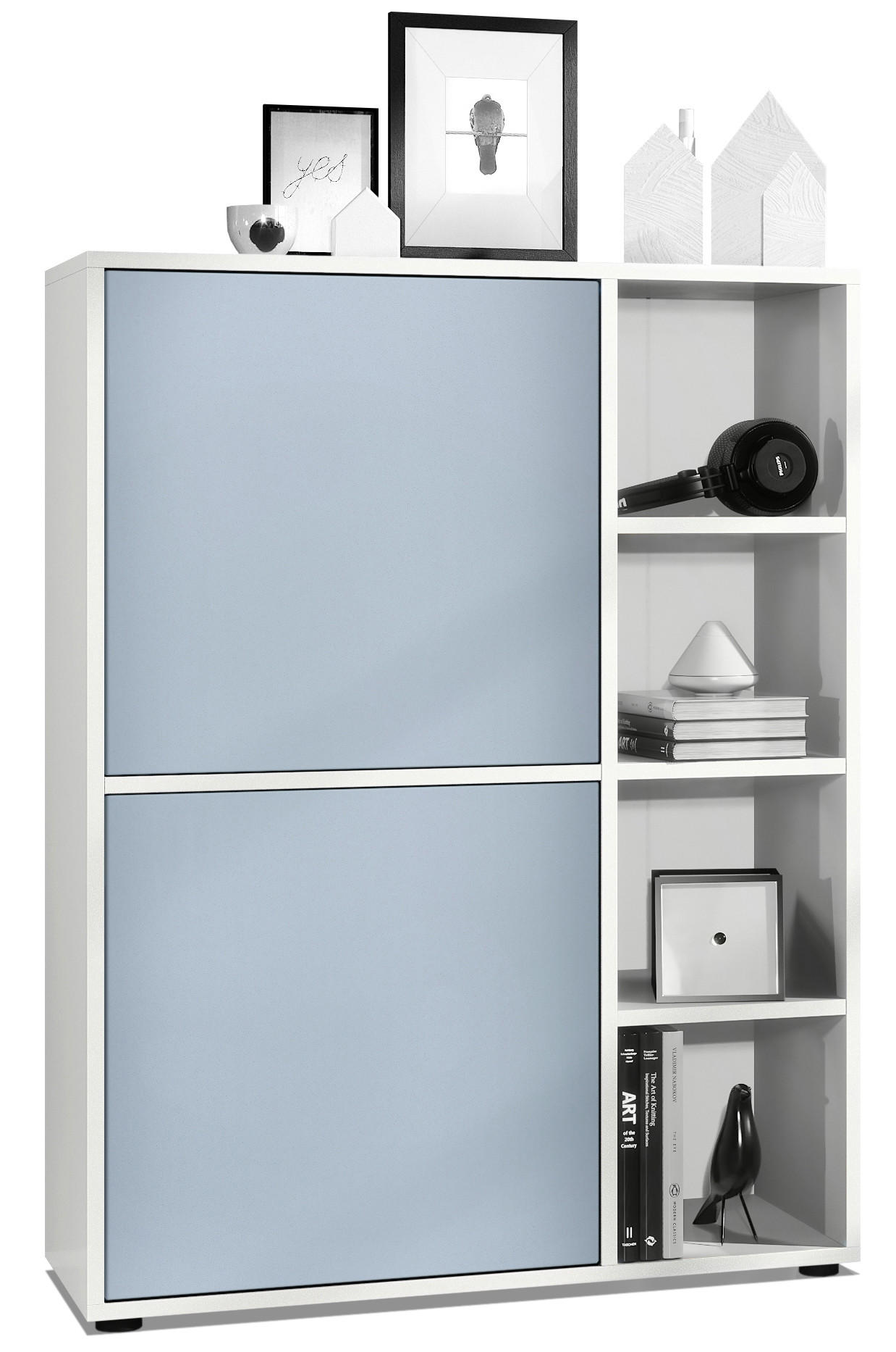 HIGHBOARD Cuba Türen in Denim matt - Pastellblau, Holzwerkstoff (79/105.5/35.5cm) - Vladon