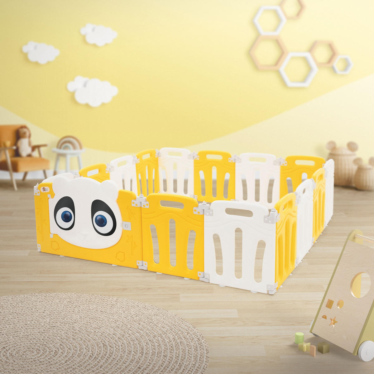 LAUFGITTER Baby faltbar 160 x 160 cm - Gelb, Kunststoff (160/53/160cm) - Joyz