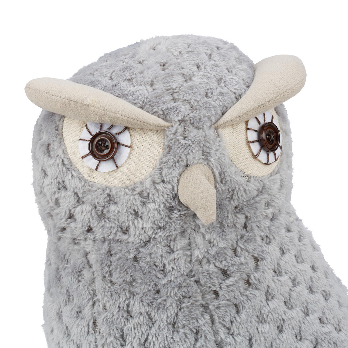 DÖRRSTOPP Grå uggla polyester sand 22 cm - Grå, Textil/Naturmaterial (21/17cm) - Relaxdays