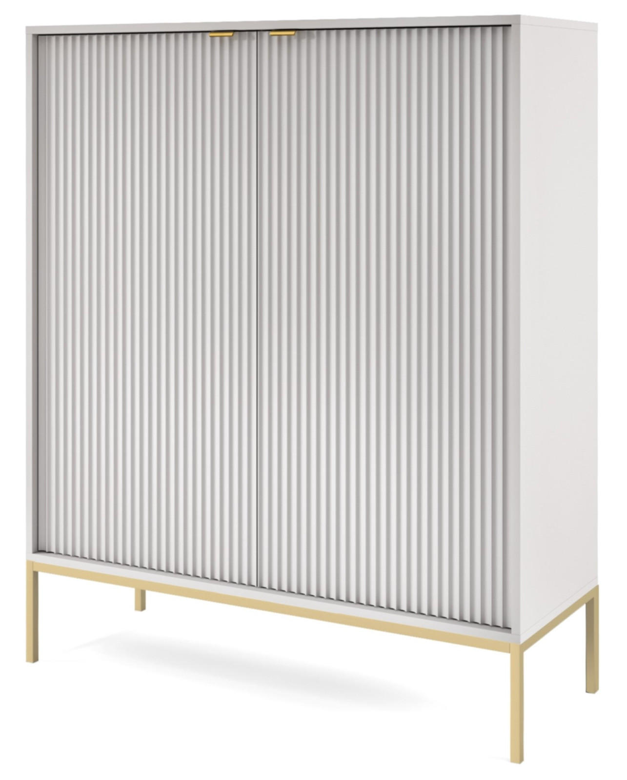 KOMMODE Kioto 104 cm in Grau, zweitürig, mit geriffelten Fronten - Goldfarben/Grau, Holzwerkstoff/Metall (104/125/39cm) - Ravio