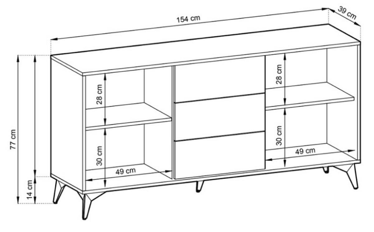 SIDEBOARD Weiß DIAMO 154 - Multicolor, Holzwerkstoff (154/77/39cm) - Sepro Meble