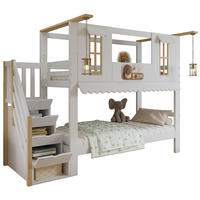 ETAGENBETT 90/200 cm weiß aus Kiefer und MDF mit Aufbewahrungstreppe - Weiß, Holz (90/200cm) - OKWISH