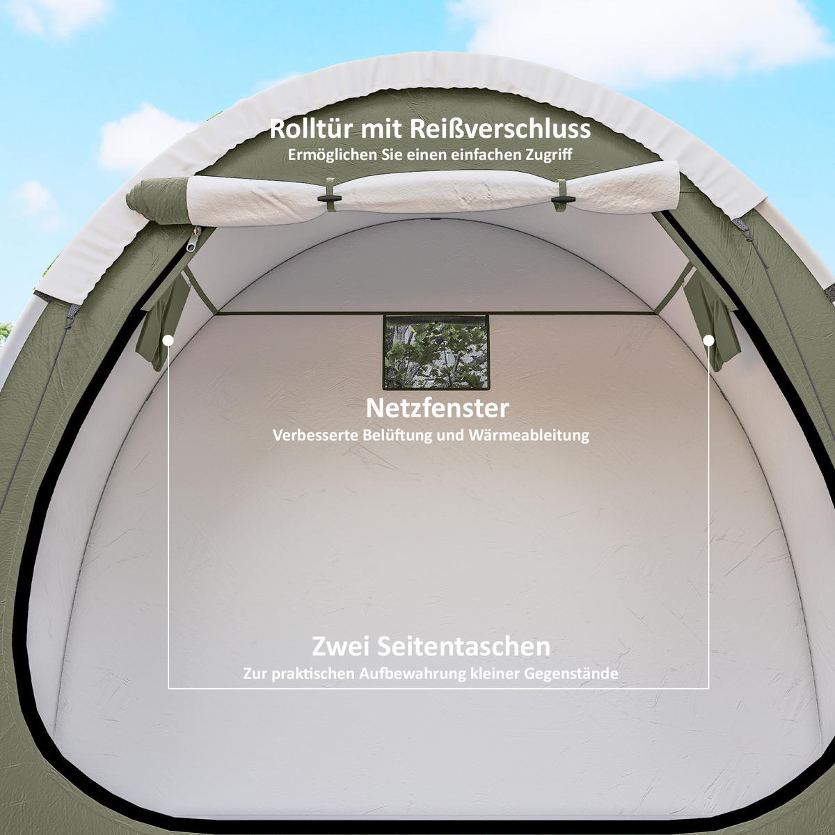 FAHRRADZELT für 2 Fahrräder Fahhrradgarage mit Belüftung UPF50+ Wasserdicht 210D Oxford 200 x 80 x 170 cm - Grün, Textil (200/170/80cm)