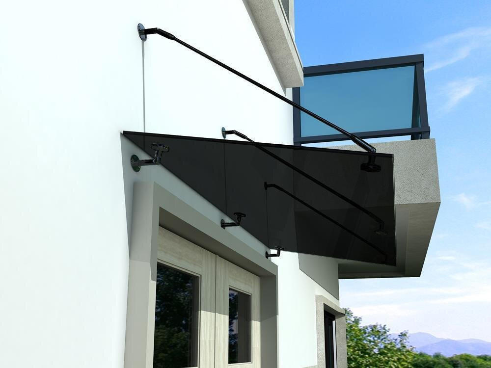 GLASVORDACH 250x90 cm Sicherheitsglas Edelstahl Grauglas Str-Schwarz - Grau, Glas (250/1.31/90cm) -  Glaswerk Westfalen