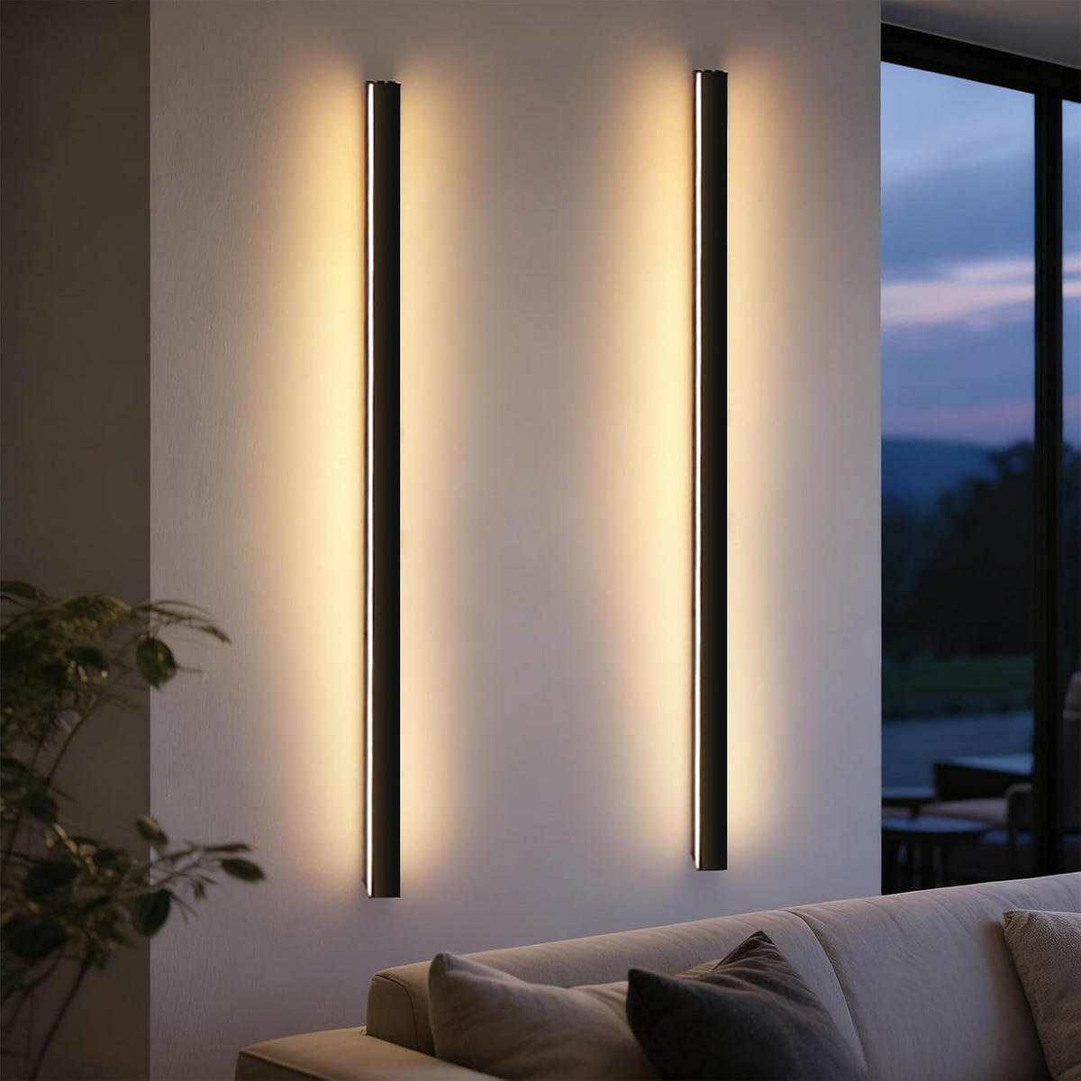 LED WANDLEUCHTE Dünthar 100/3.8/2.5 cm - Schwarz, Kunststoff/Metall (3.8/2.5/100cm) - ZMH