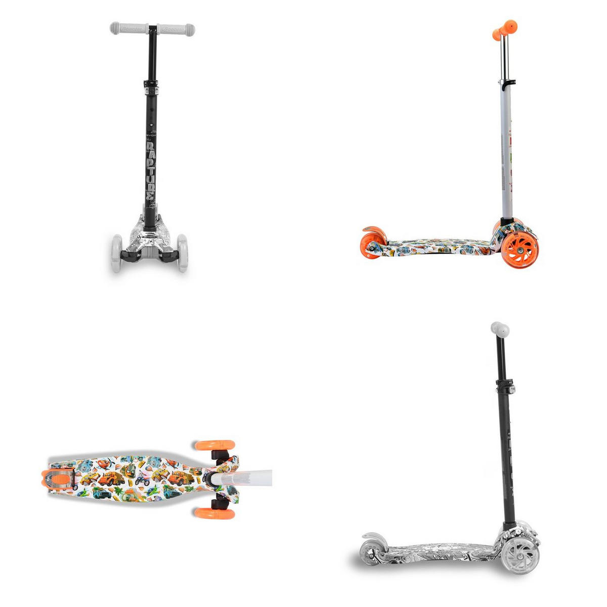 KINDERROLLER Rapture orange aus Alu, Wassertransferdruck, PU Leuchträder - Orange, Metall (54/13/87cm)