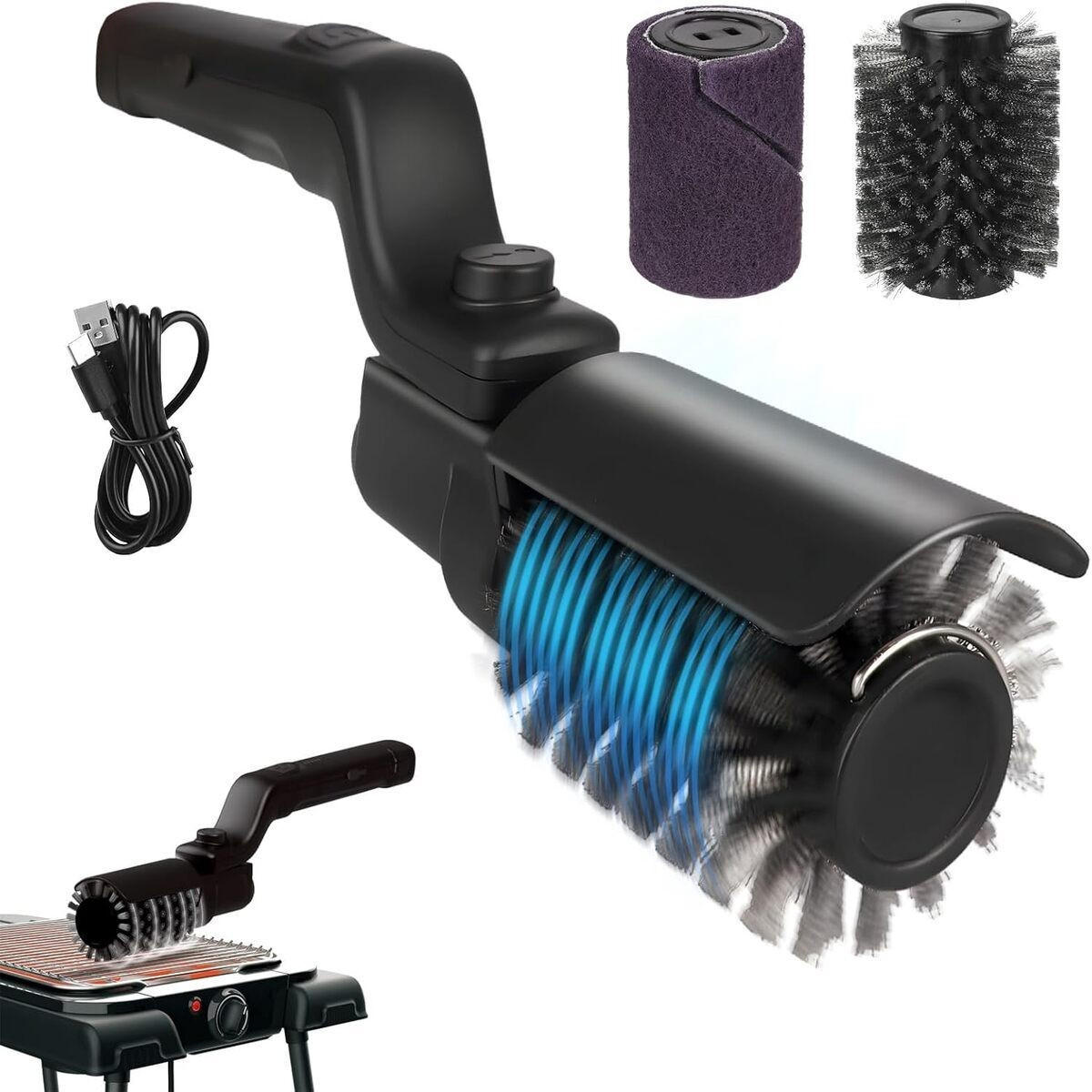 GRILLBÜRSTE Elektrische& Kunststoff Schwarz, Schwarz - Schwarz, Kunststoff (13cm) - Authentics