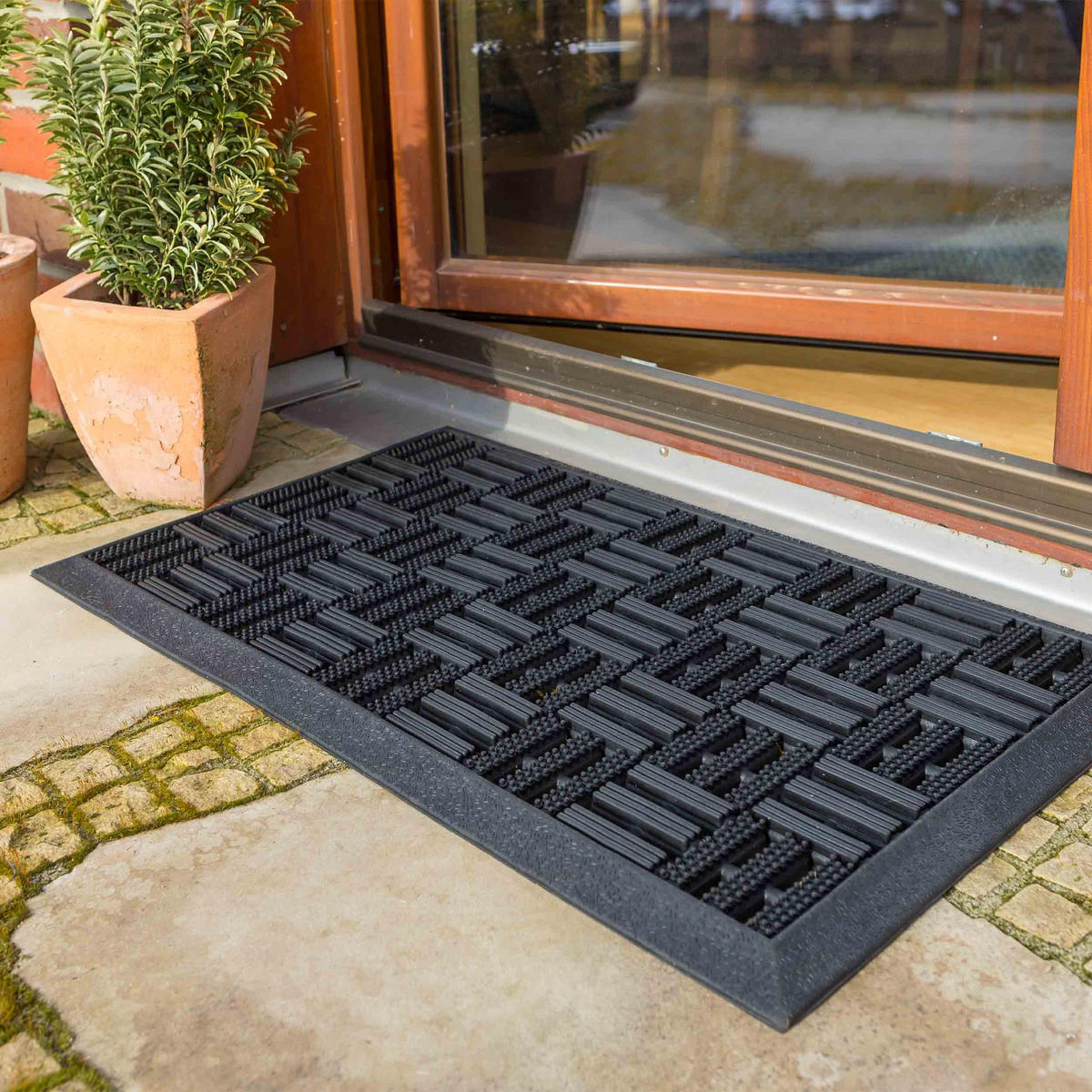 FUSSMATTE FÜR AUßEN DYNAMIC 2ER SET - Schwarz, Textil (45/75cm) - Astra